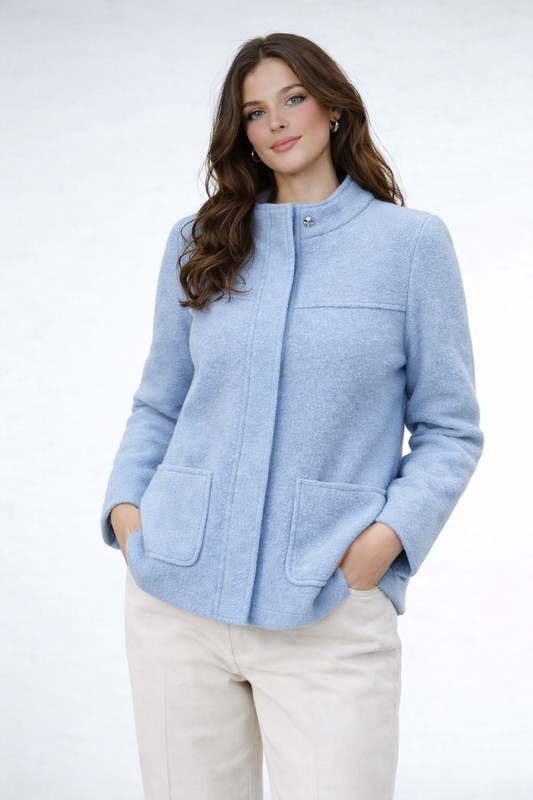 SHORT ZIP JACKET PURE BOILED WOOL