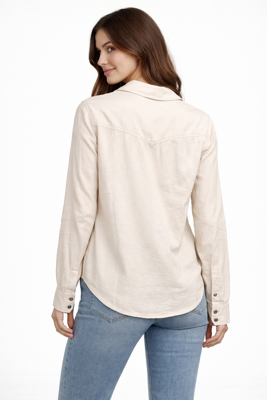 BELLA DAHL LONG SLEEVE WESTERN SHIRT BUTTON DOWN -MOON STONE SHIRT