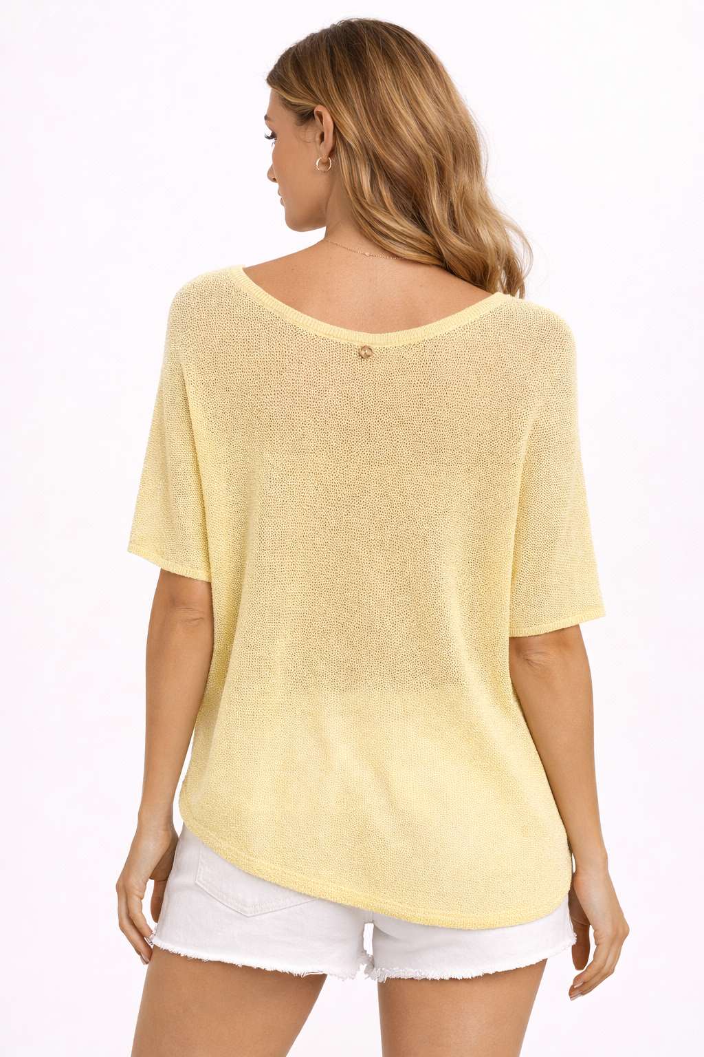 RICH & ROYAL SHORT SLEEVE CREW NECK SEE THROUGH
