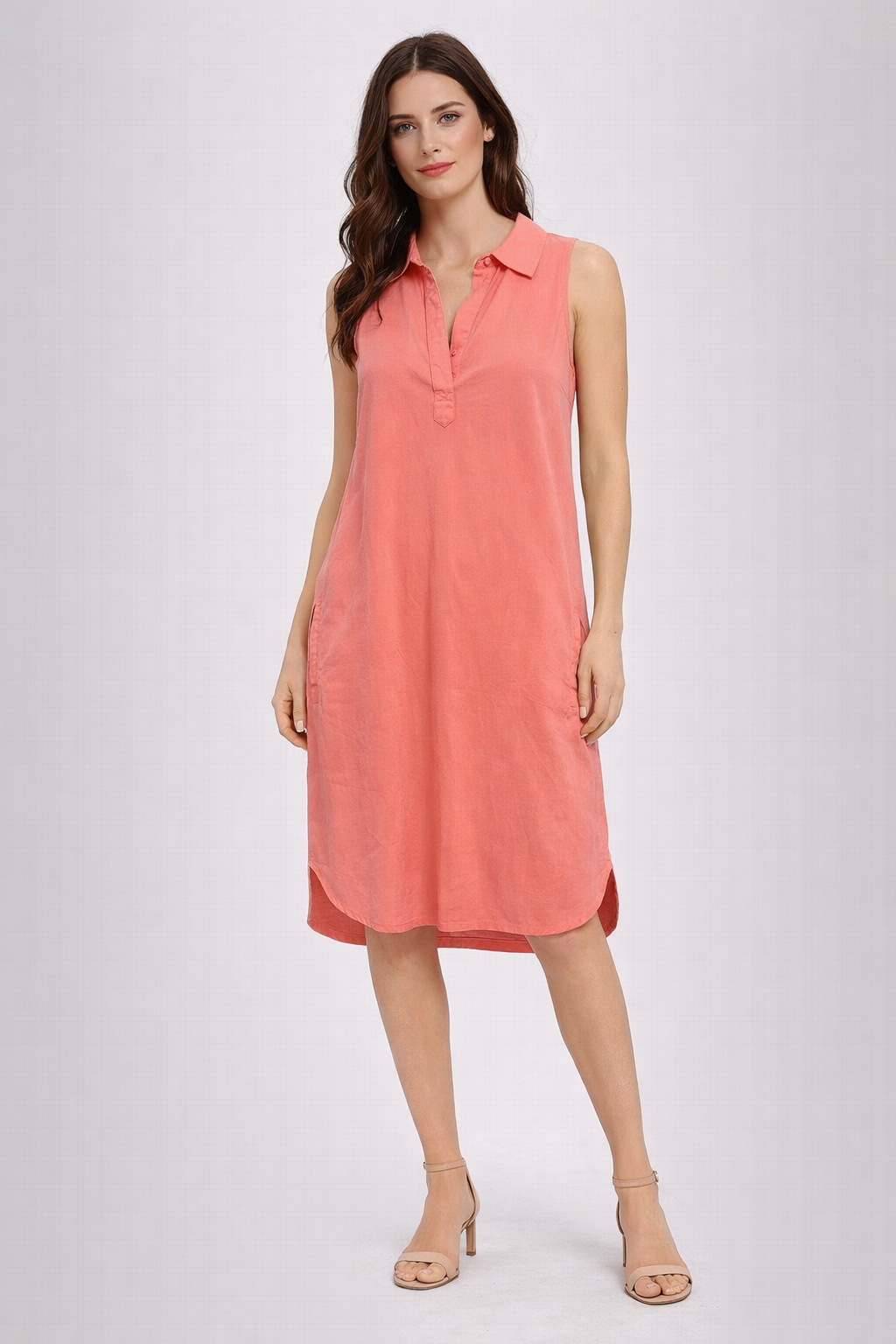 BELLA DAHL CAP SLEEVE HENLEY MINI DRESS