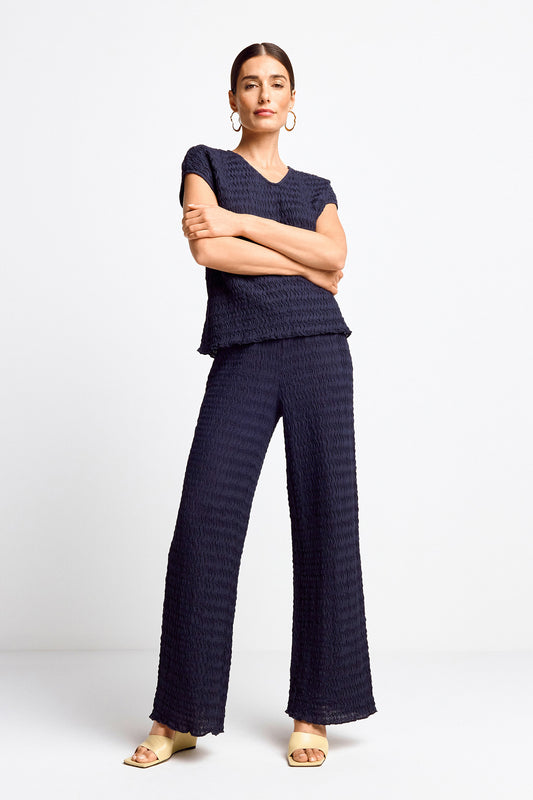 RICH & ROYAL STRAIGHT LEG CRINKLED PANTS