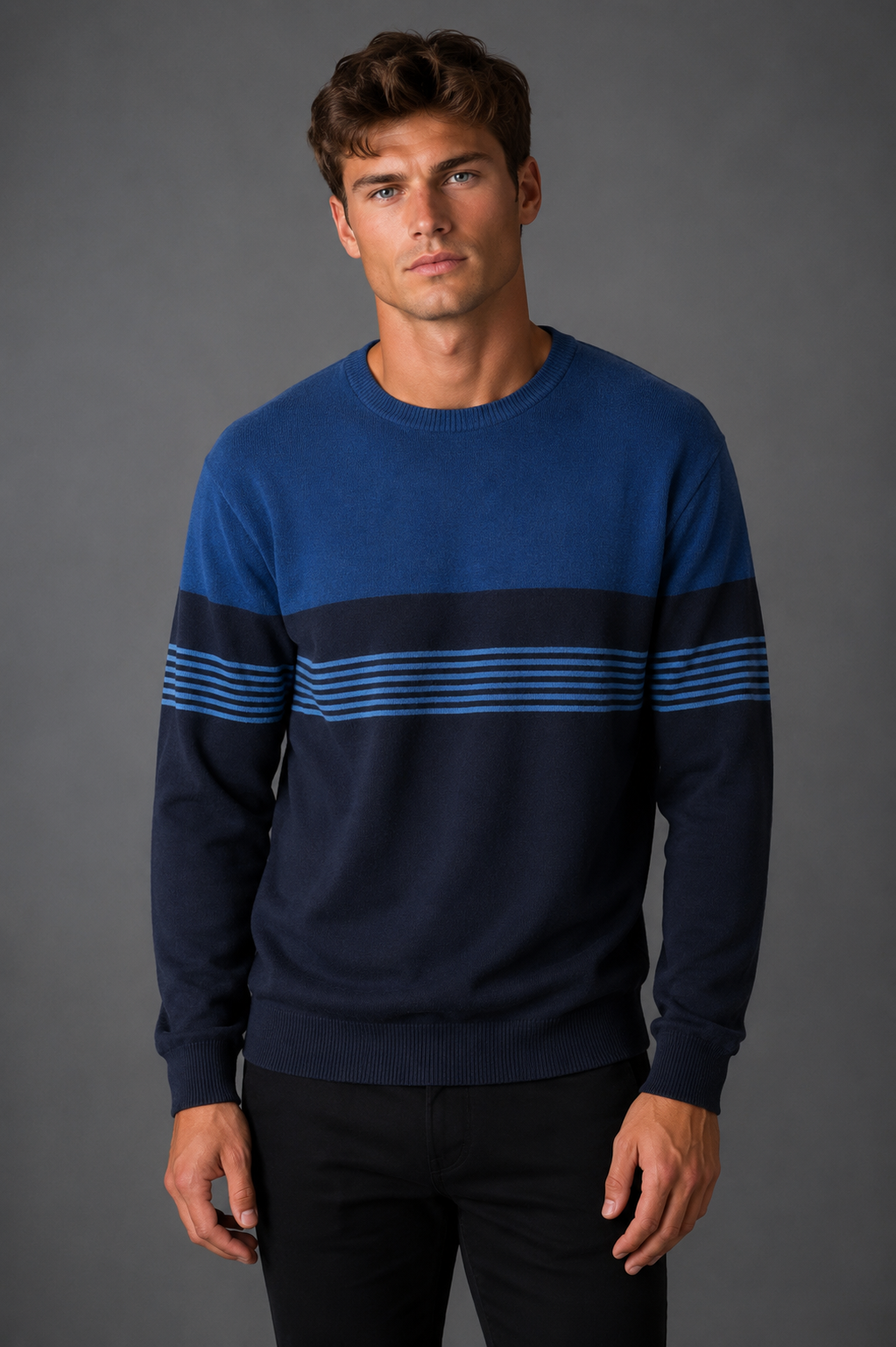 Pattern crew pullover