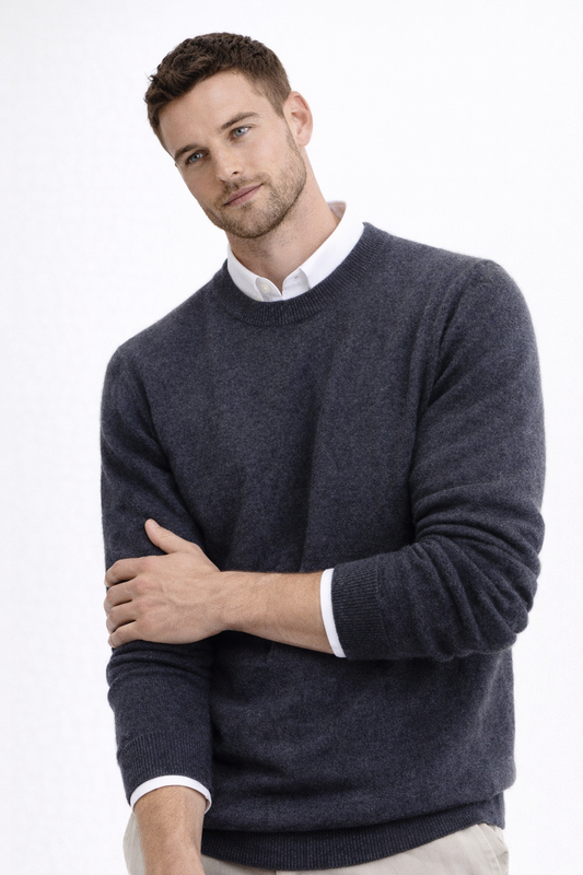 Men 100% Cashmere Crew Neck Pullover