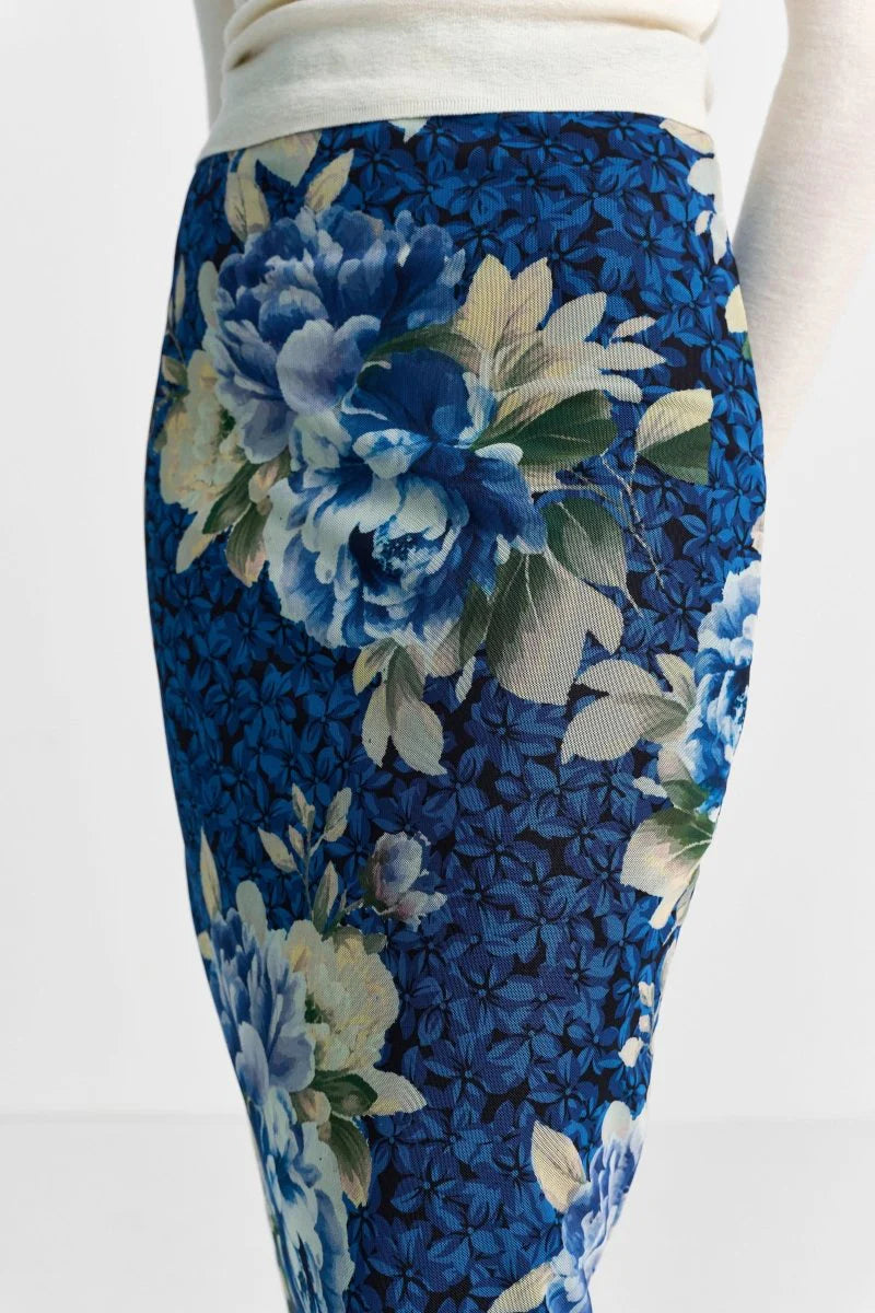 RICH & ROYAL MIDI SKIRT FLOWER-PRINT