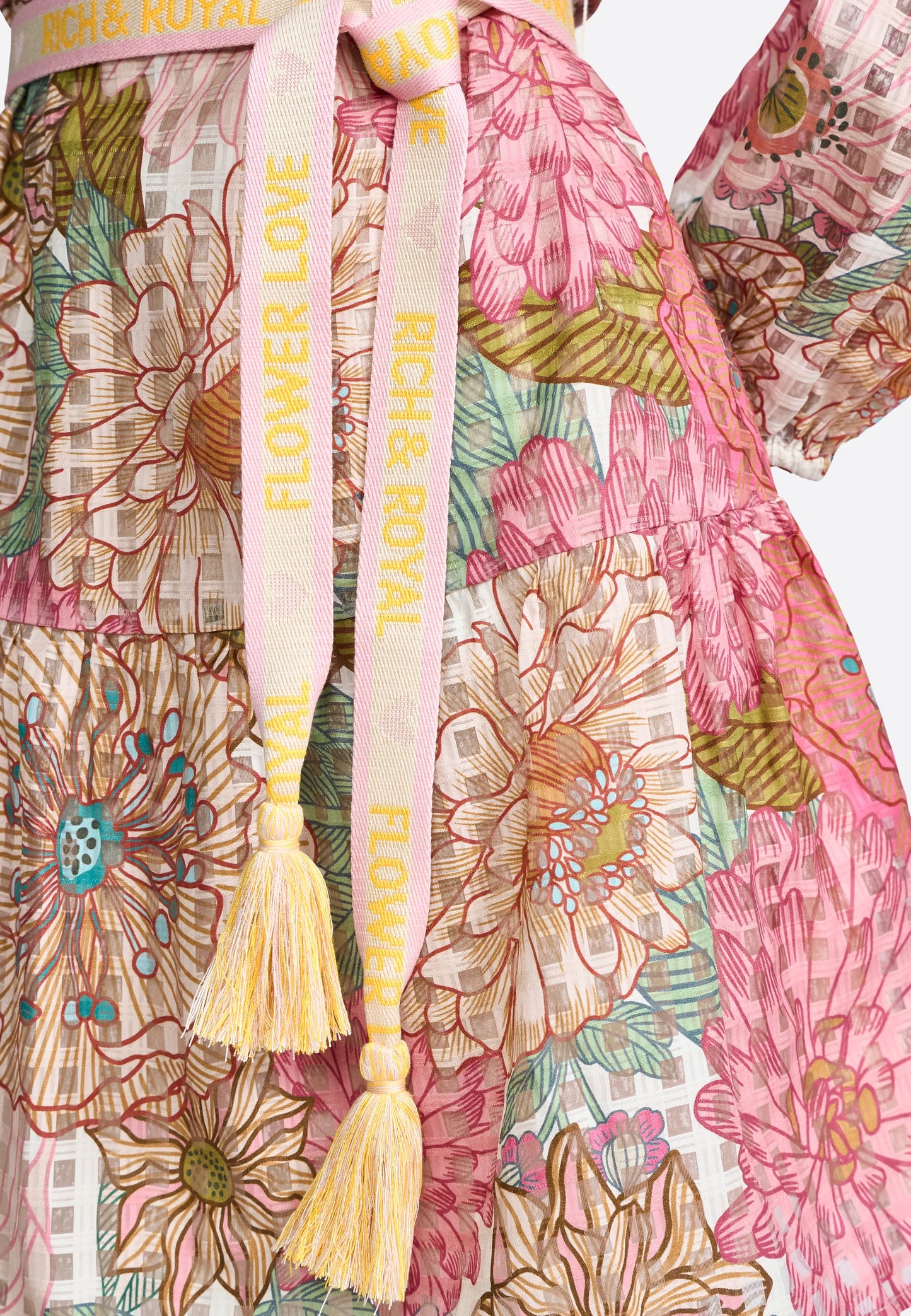 RICH & ROYAL PRINTED MIDI DAY DRESS WITH BELT