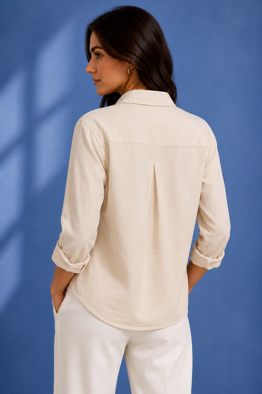 BELLA DAHL LONG SLEEVE TAIL BUTTON DOWN - MOON STONE SHIRT