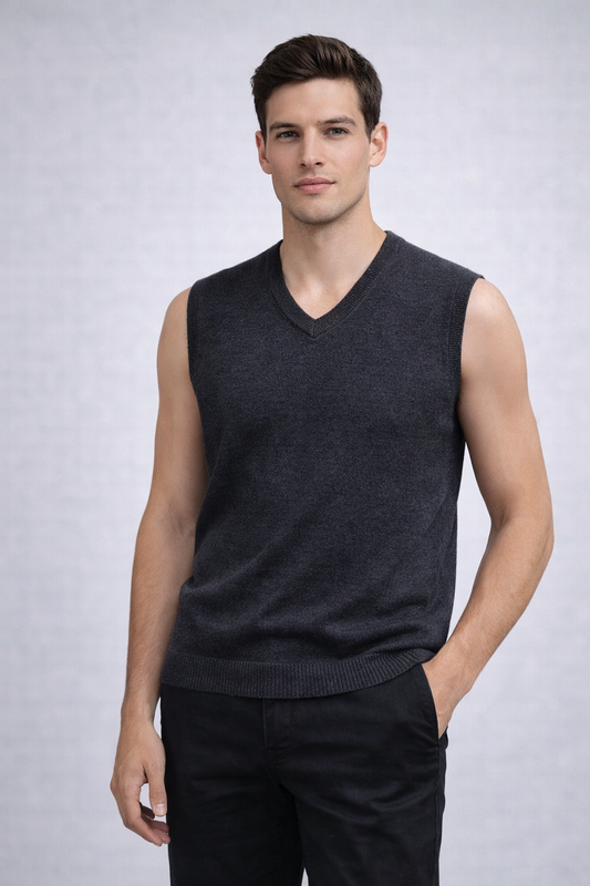 Sovrano Vest Deep vee neck Pure Merino Wool
