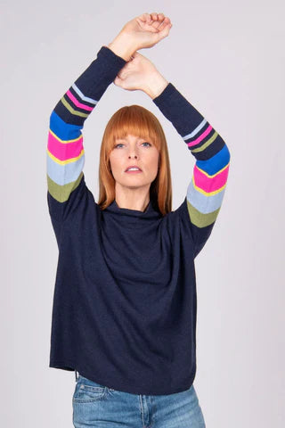 BRIDGE & LORD MOCK NECK STRIPED HAND