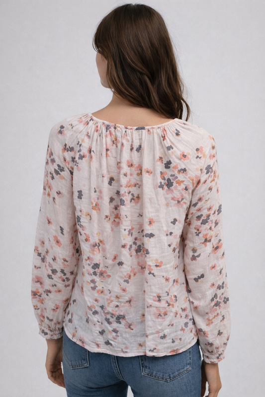 BELLA DAHL LONG SLEEVE TIE NECK FLORAL