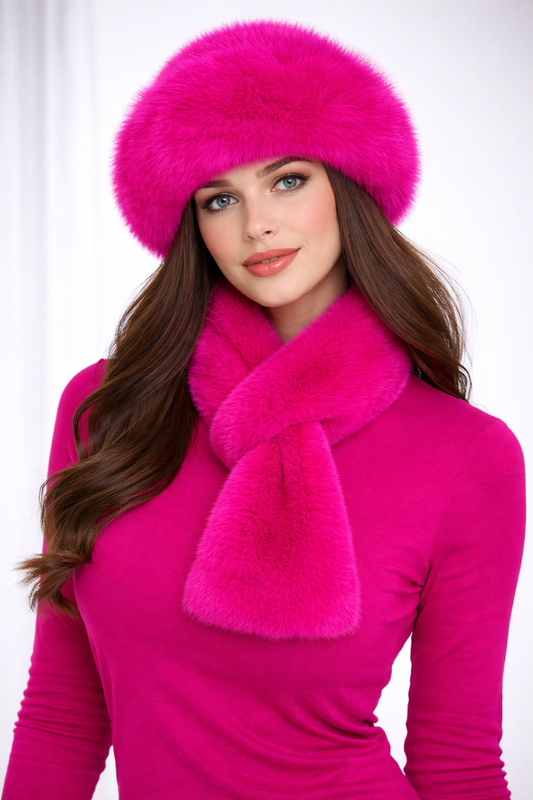Luxurious Angora Furry Hat & Scarf Set