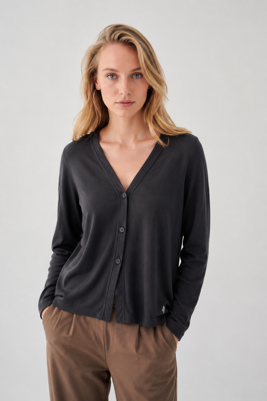 CROSSLEY VEE NECK CARDIGAN MADE IN ITALY