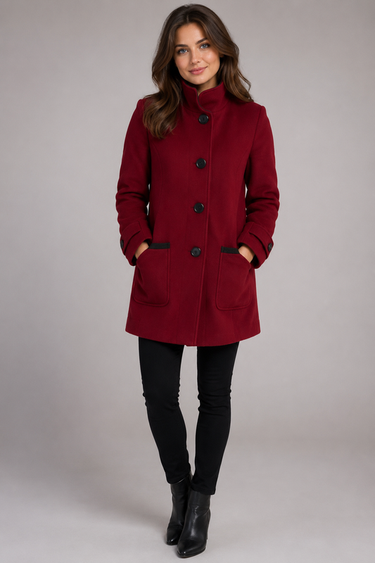 KESTA LONG LINE TWO TONE FUNNEL NECK COAT MADE IN UK