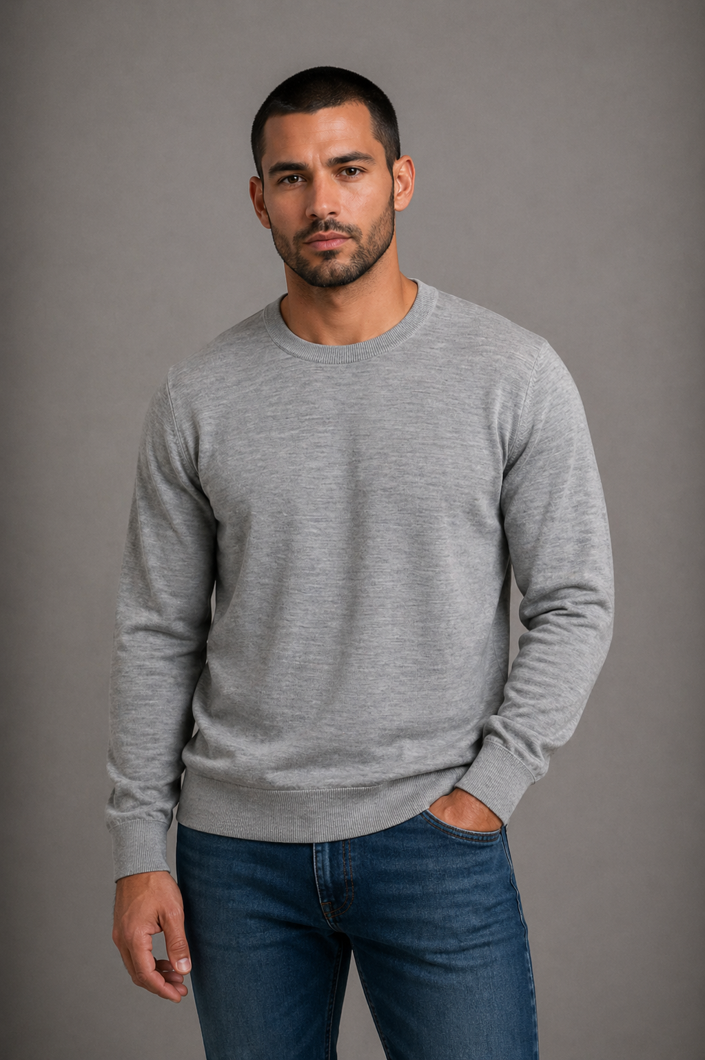 Fields Classics - Crew Neck Pullover with Rib Basque