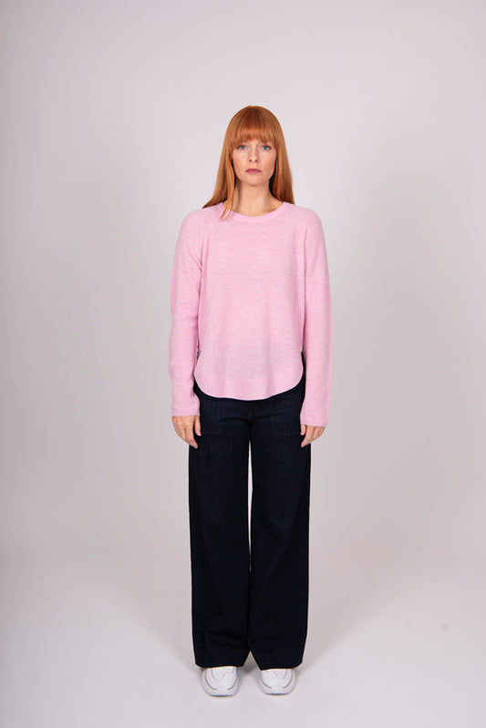 Side Zip Pullover with Curved Hem Bridge & Lord Cashmere / Merino
