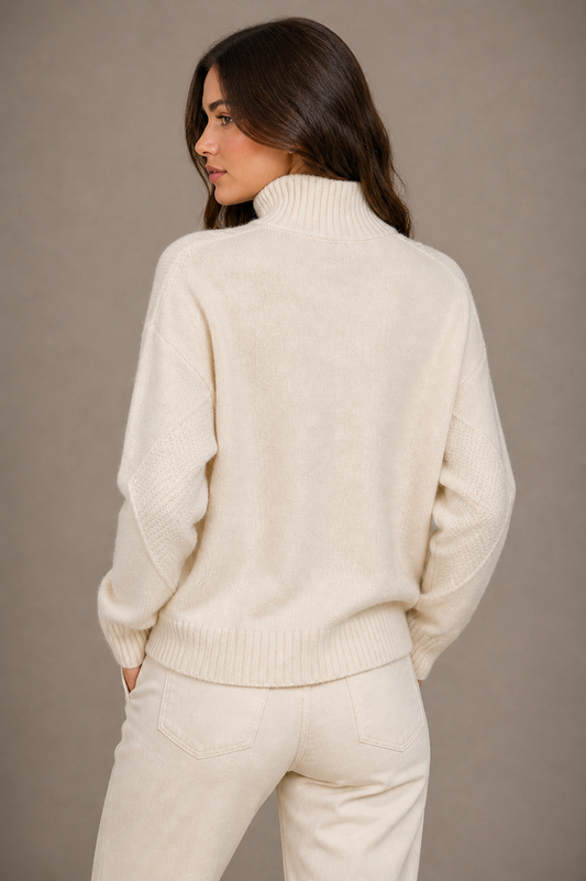 Pure Cashmere Cable Mock Neck Pullover