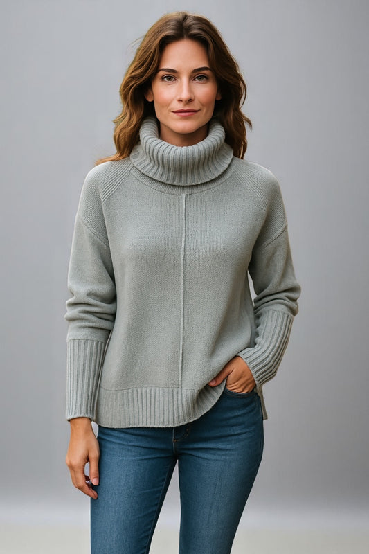 Bella Roll Neck Sweater with Line Detail