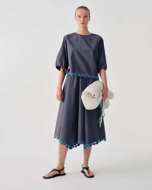 BEATRICE MADE IN ITALY LONG SKIRT WITH EMBROIDERED HEM