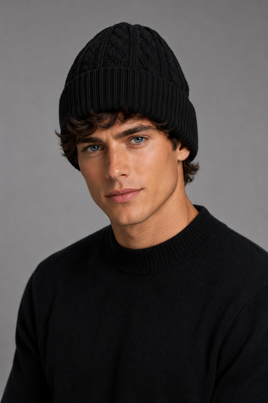 Unisex Pure Wool Beanie – Cabled