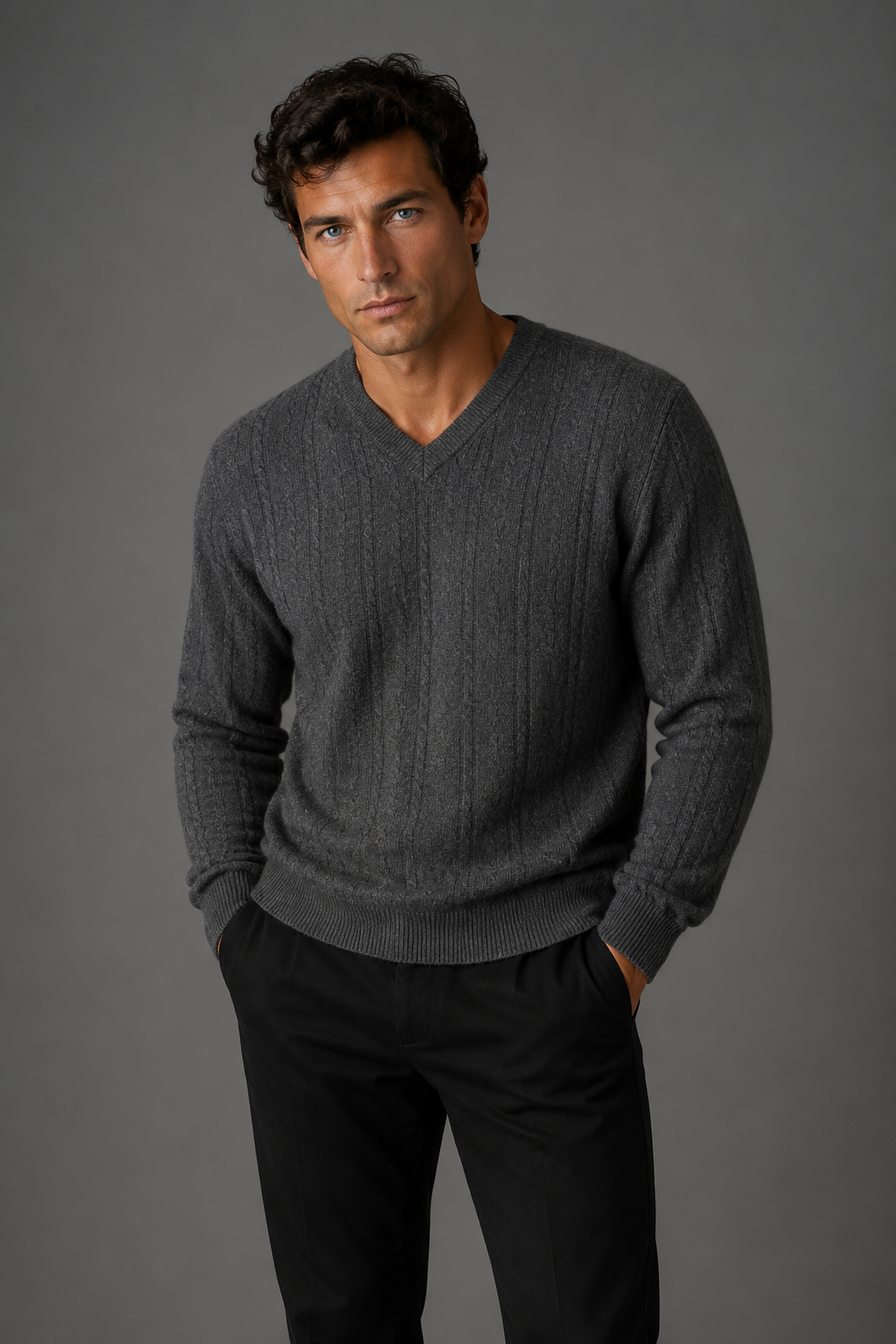 Cable V neck Pullover