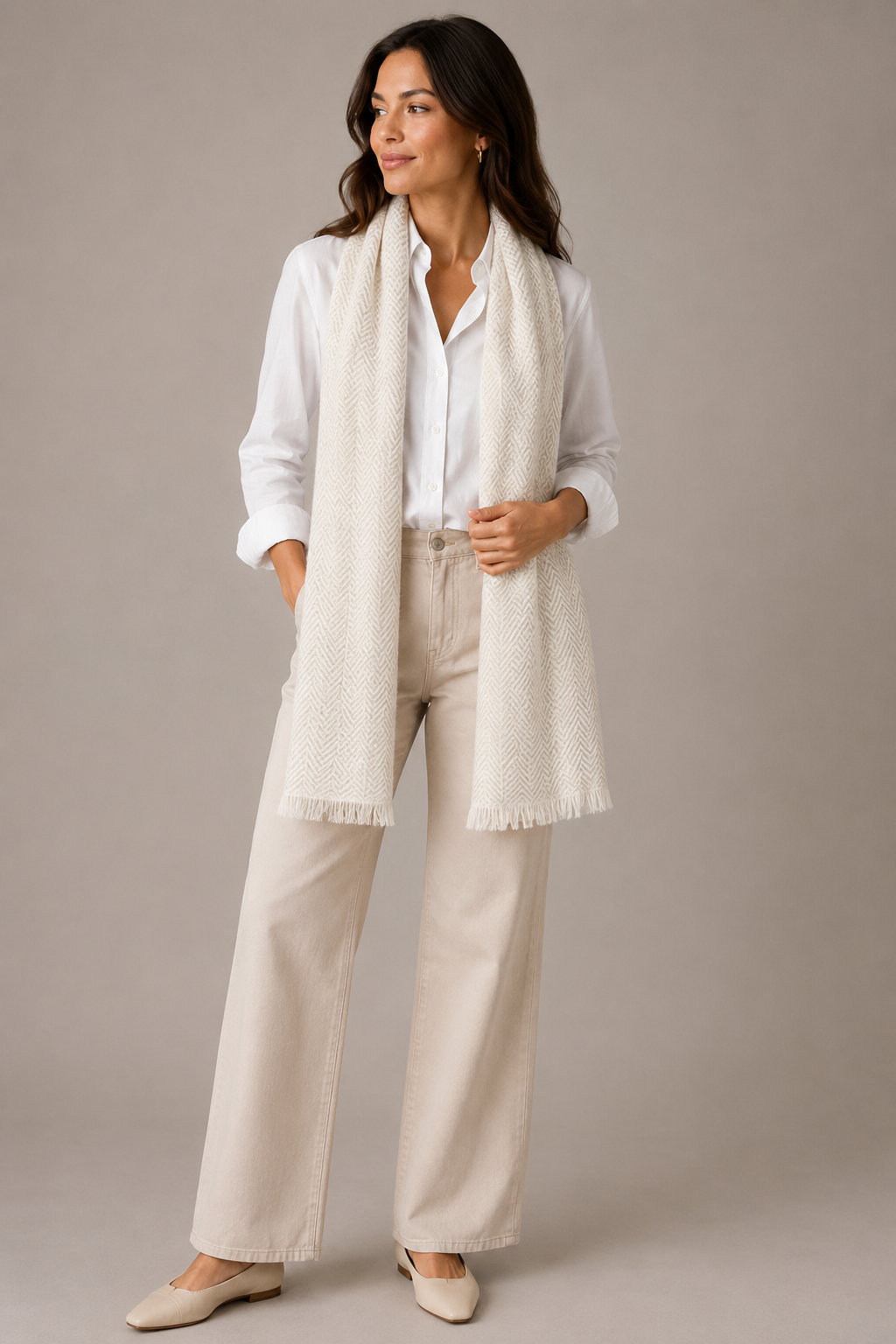 100% CASHMERE PATTERNED SCARF
