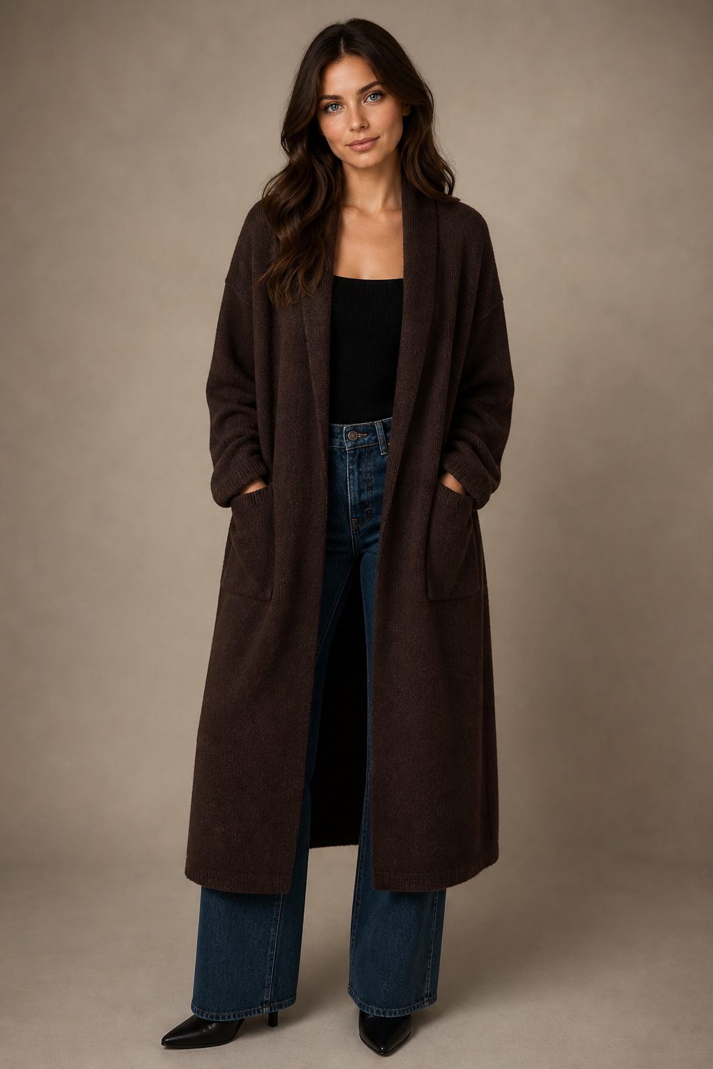 PURE CASHMERE OVERSIZED LONGLINE SWING COAT WITH POCKETS