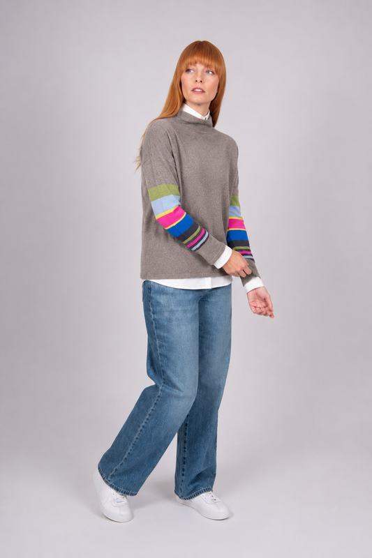 Bridge & Lord Mock Neck Striped Hand, view 2