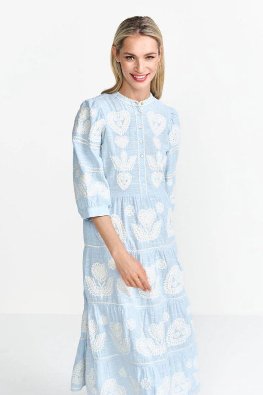 RICH & ROYAL HEART EMBROIDERED MAXI DRESS
