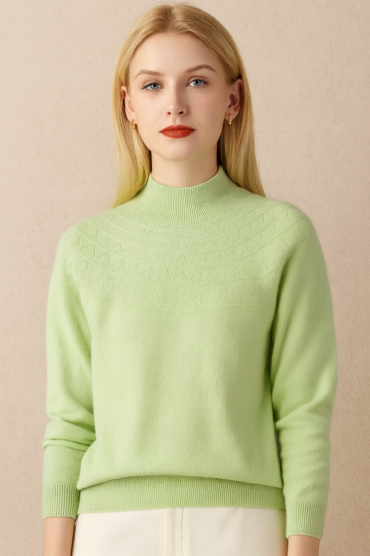Pure Wool Mock Neck Half Pattern Knit on Australia