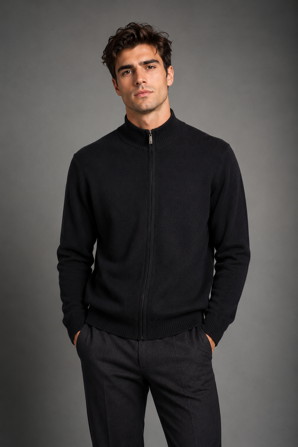 100% CASHMERE FULL ZIP CARDIGAN