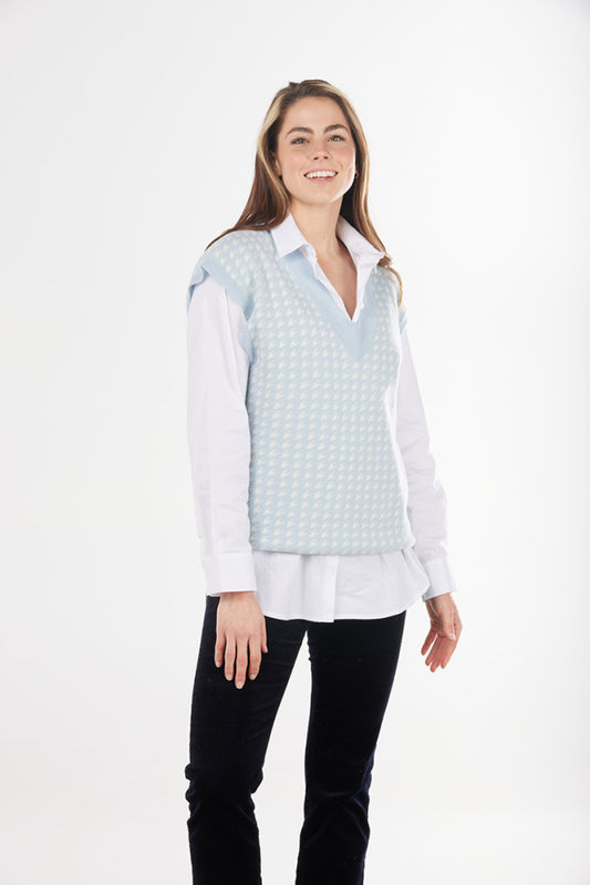 HOUNDSTOOTH VEST CASHMERE MERINO BRIDGE & LORD