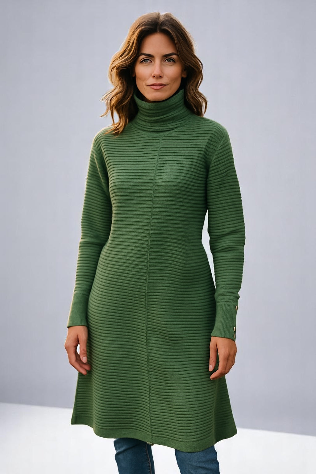 Ottoman Roll Neck Tunic Bella Knitwear, view 2