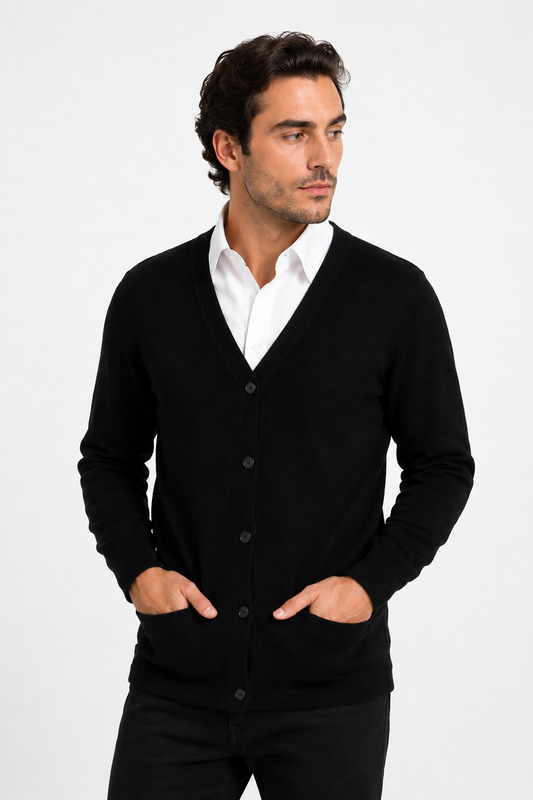 LONG SLEEVE V-NECK CARDIGAN WITH POCKETS