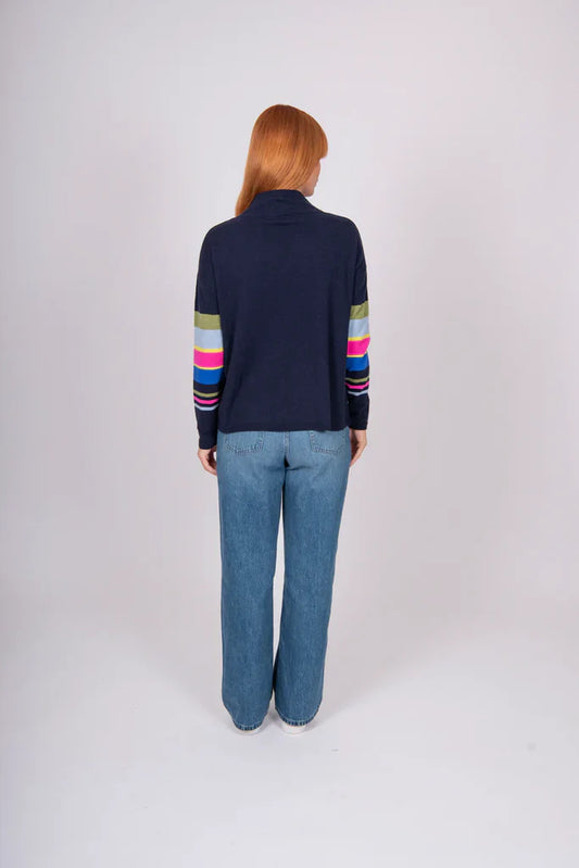 BRIDGE & LORD MOCK NECK STRIPED HAND