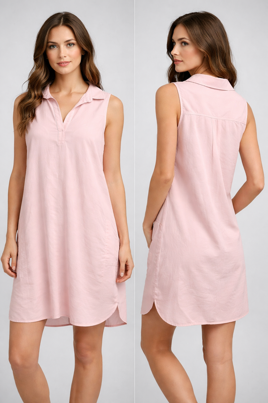 BELLA DAHL SLEEVELESS A LINE DRESS PETAL PINK
