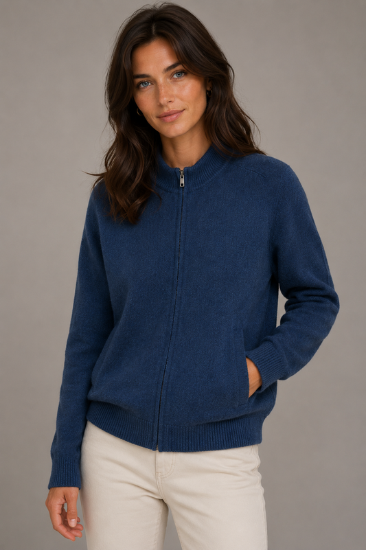 MERINO / CASHMERE FULL ZIP JACKET WITH POCKETS