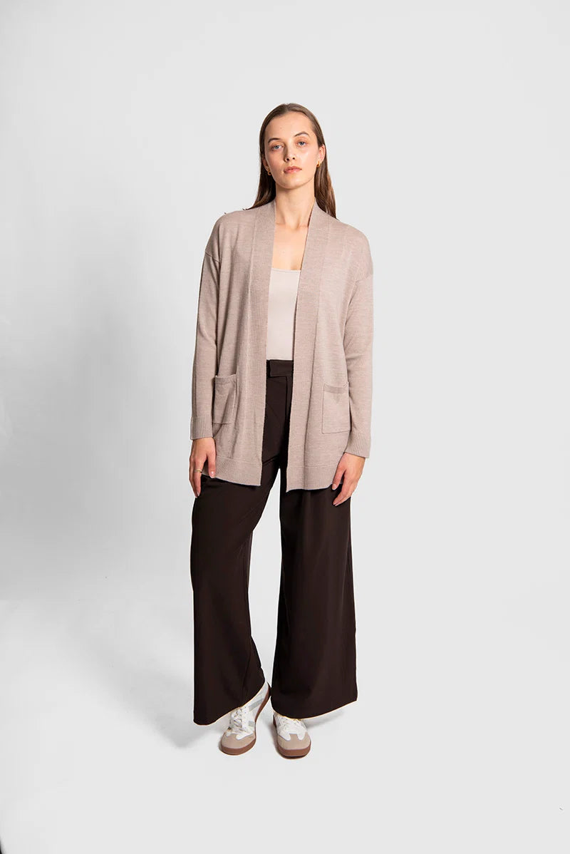 Fields - Longline Cardigan with Back Yoke and Belt