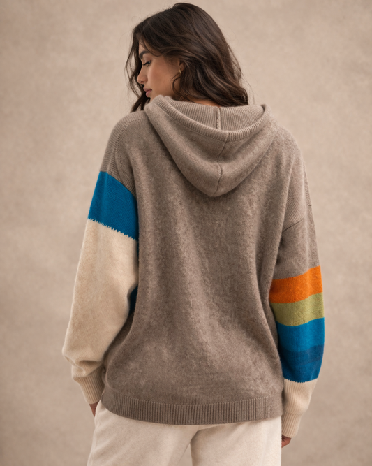 PURE CASHMERE HOODIE RAINBOW