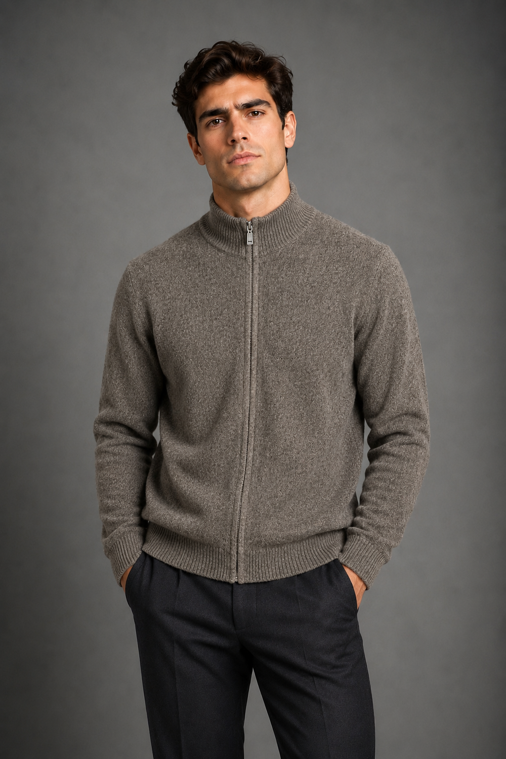 100% CASHMERE FULL ZIP CARDIGAN