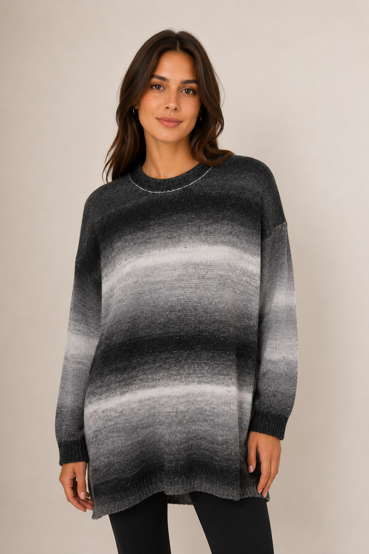 Fields Two Tone Pullover Stripes Long At the Back with a Split, view 2