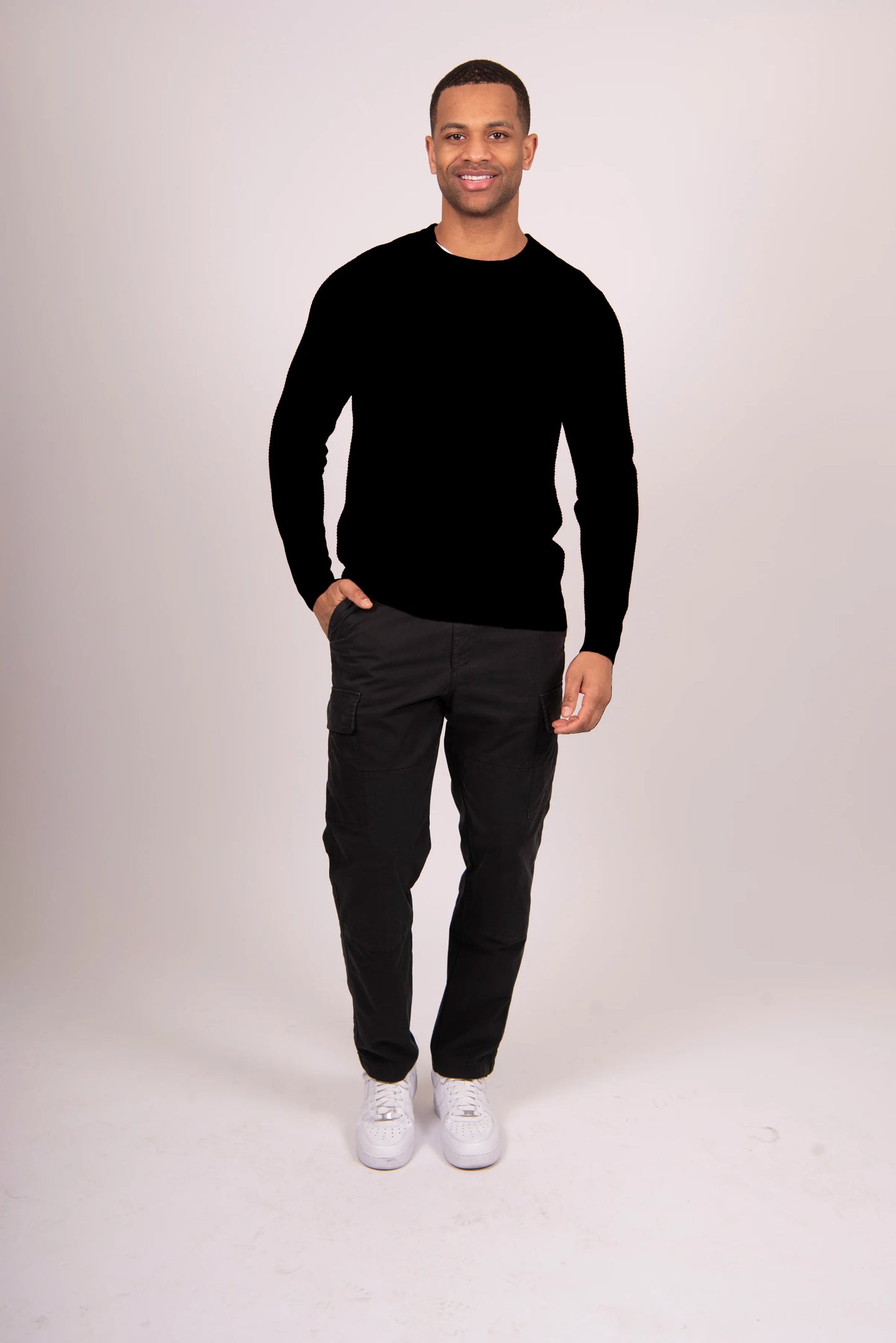 Waffle Sweater with Set in Sleeve Crew