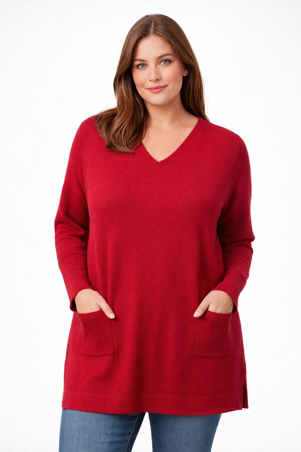 Fields Women Plus Size Vee neck Pullover With pockets