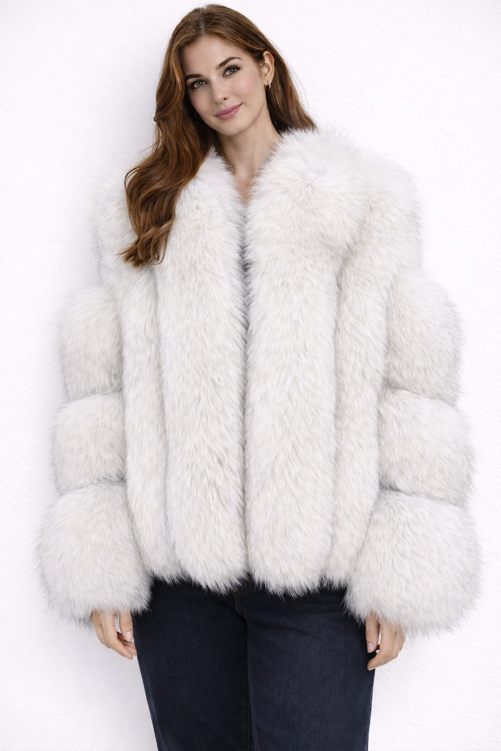 Aspen Luxe Fox Fur Jacket With Leather Patches