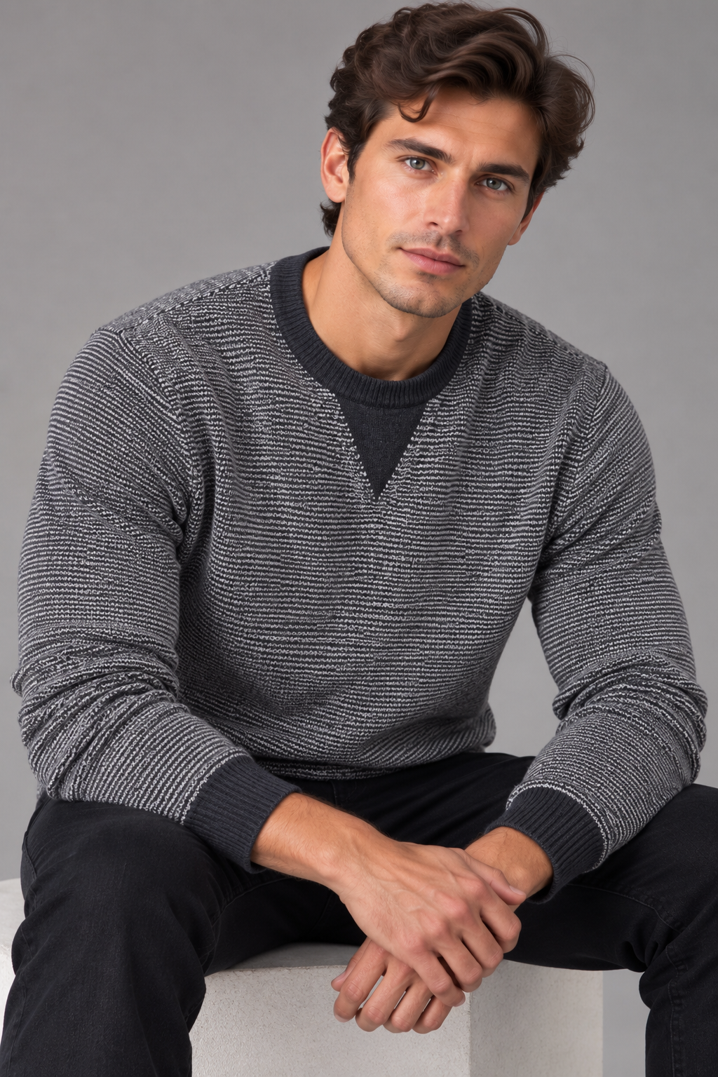 ELBOW PATCHES CREW NECK PULLOVER