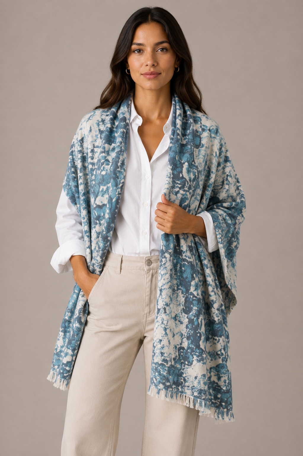 UNISEX EXTRA FINE PURE CASHMERE PATTERNED SCARF