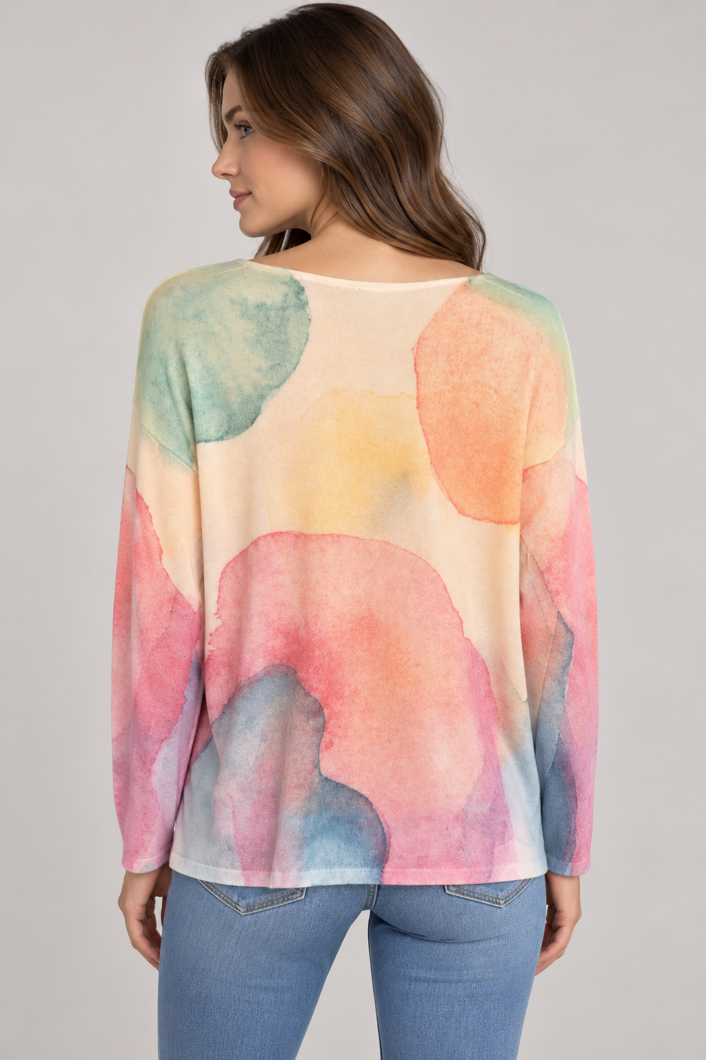 Bella - Relaxed Watercolour Print Knit Sweater