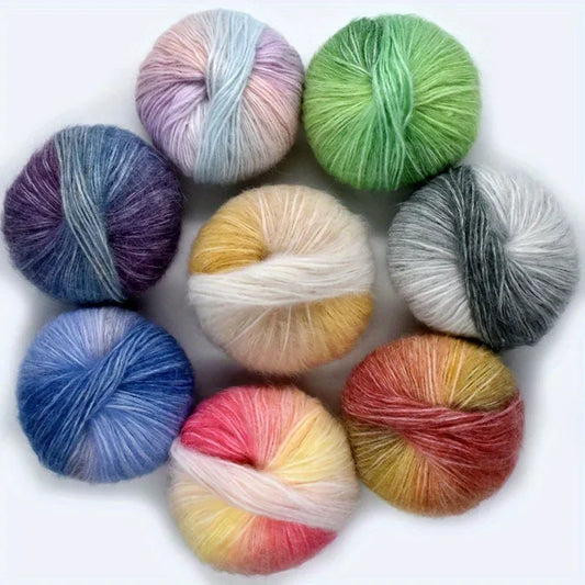 5pcs Wool Mohair Coloured Yarn 200m/pcs