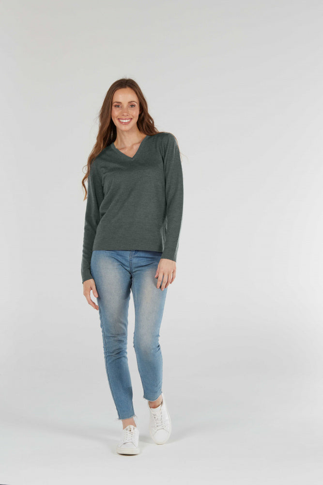 FINE PURE WOOL JERSEY VEE PULLOVER