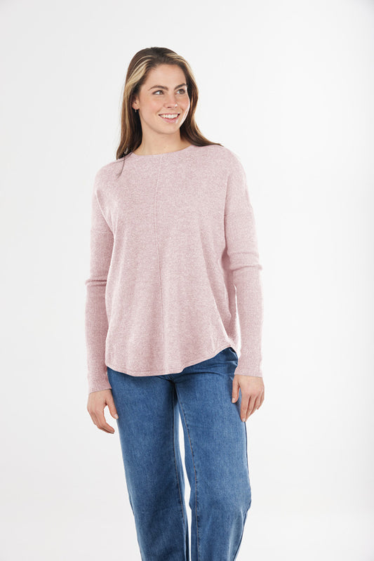 Essential Curved Hem Crew Pullover, knitwear at Knit-On Australia