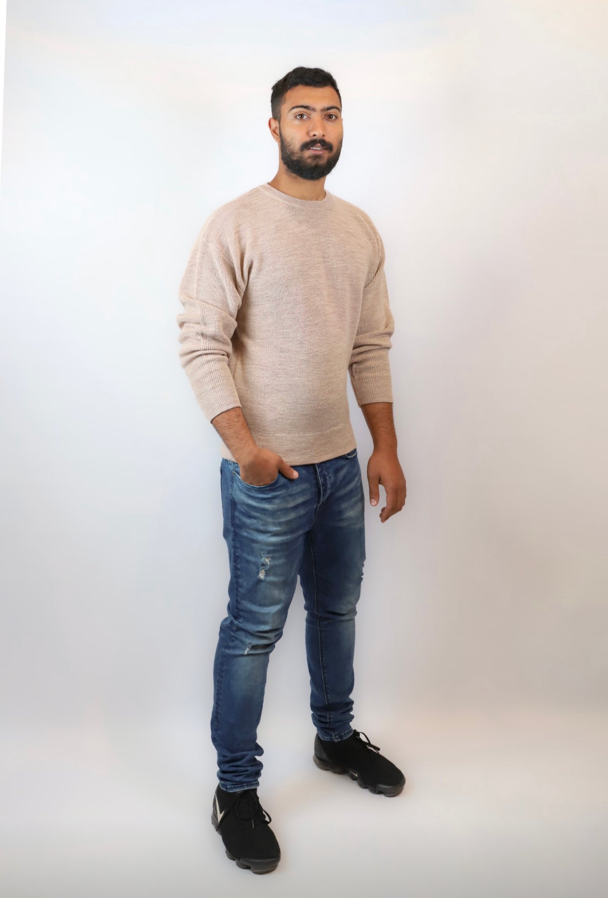 ANSETT Pure wool Fishermans Rib Knit round neck jumper