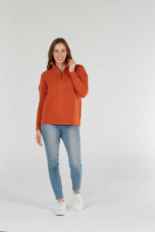 CABLE QUARTER ZIP PULLOVER FIELDS LADIES
